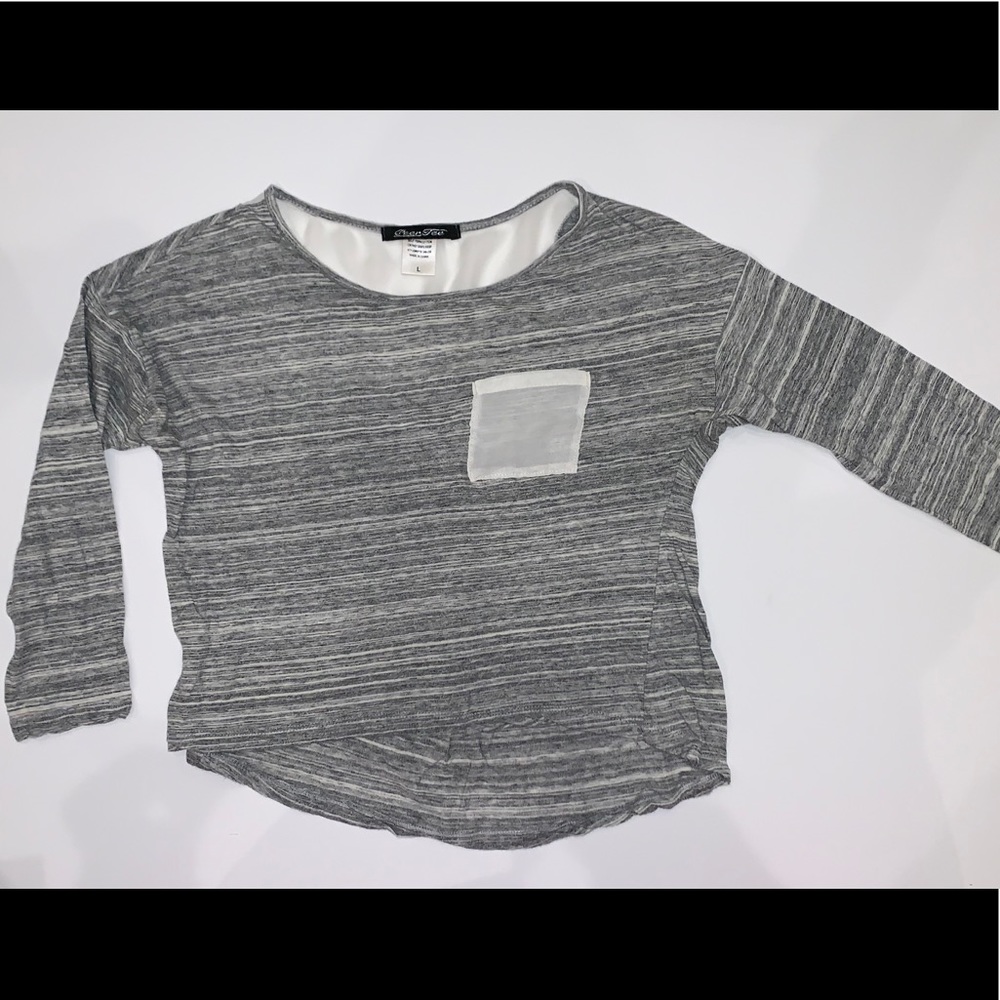 Girls high low long sleeve top with sheer detail